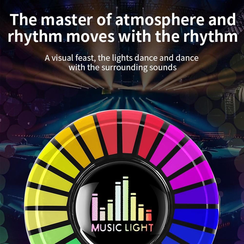 Music-sync RGB air freshener reacts to surrounding sound with colorful rhythm lighting for a more lively cabin mood.