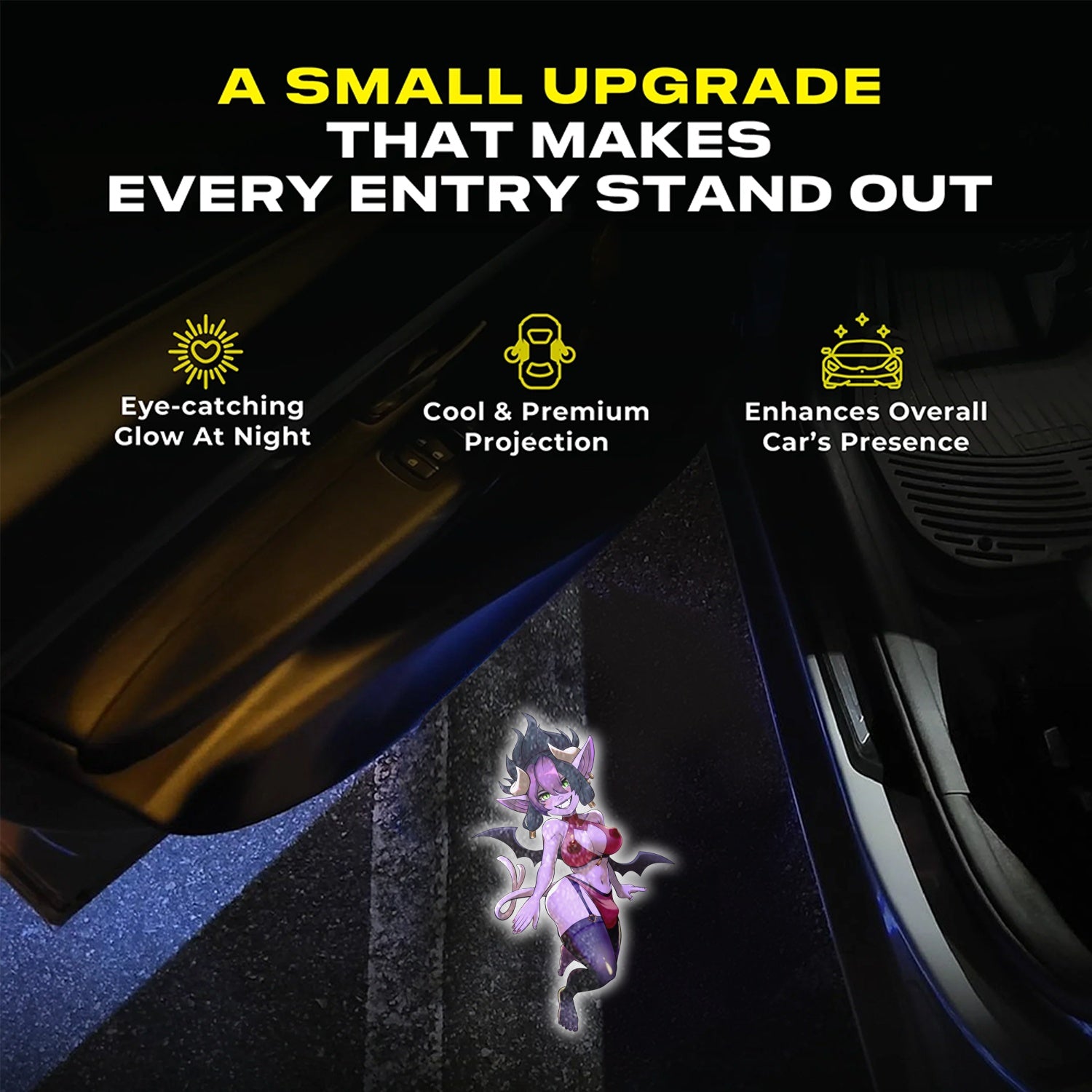 Nay custom door projector adds an eye-catching night entry glow with a cool projection and stronger car presence.