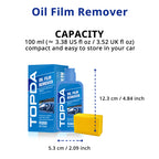 3.38 fl oz / 100 ml car glass oil film remover bottle with sponge applicator for windshield cleaning kits.