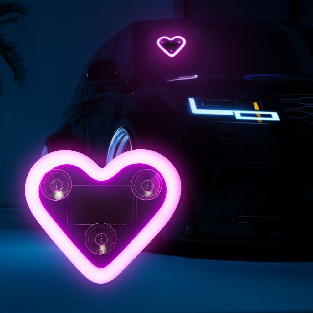 Pink solar heart LED window light adds a bright romantic glow to rear glass, side windows, or display spaces.