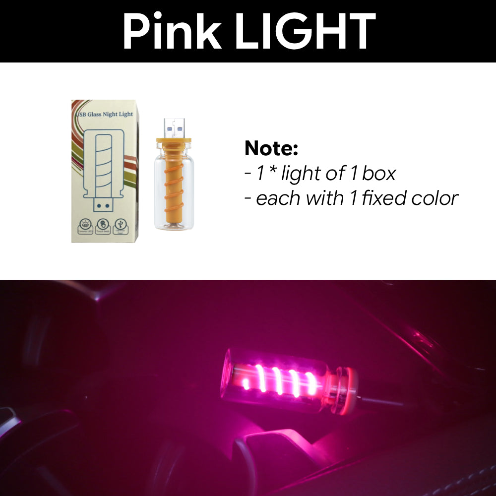 Pink USB LED ambient lamp brings a gentle rosy accent light to your car interior, room decor, or gaming desk.
