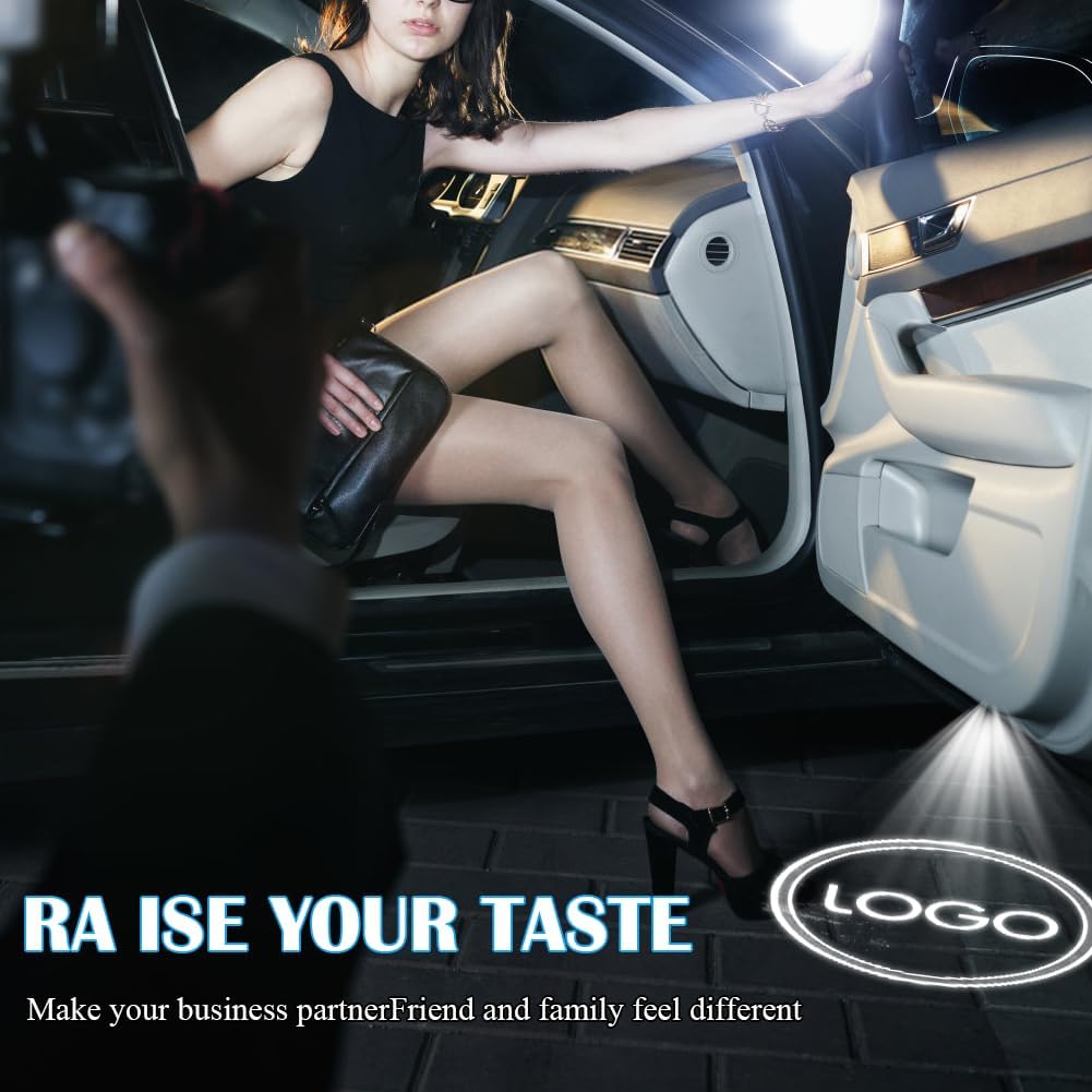 Plug-and-play door logo projector adds a clean welcome light on the ground when the vehicle door opens.