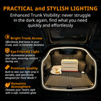 Rear trunk LED strip improves cargo visibility while adding a clean decorative glow to the luggage area.