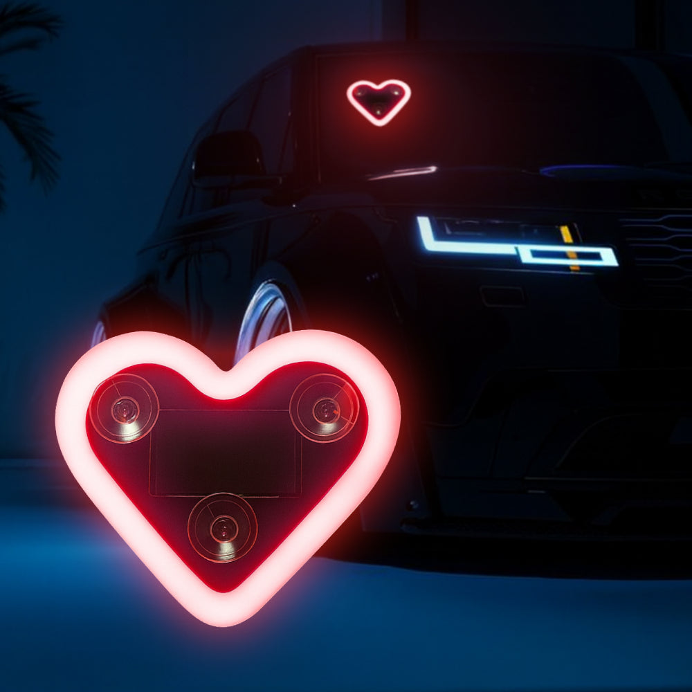 Red solar heart LED window light gives your vehicle glass a warm heart-shaped glow for holiday decoration.