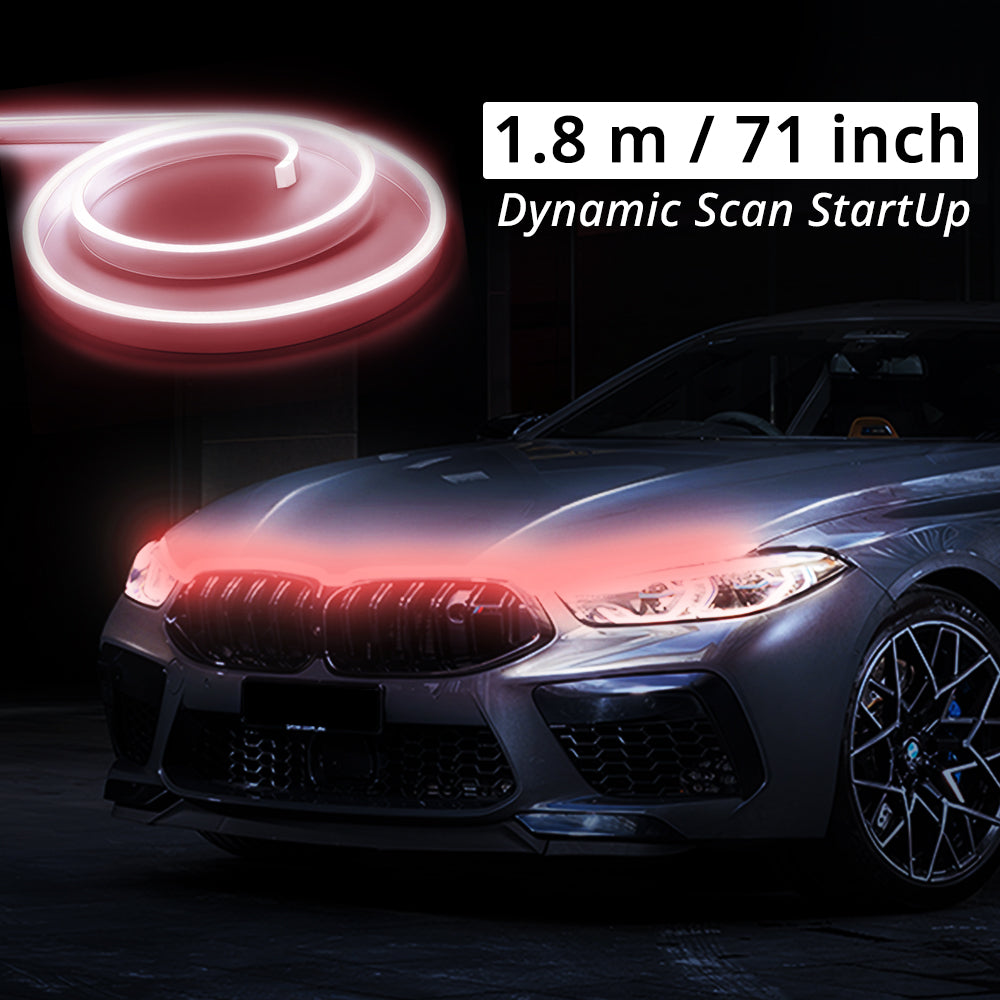 Red truck hood LED strip in 71-inch length for a bold front-end accent on shorter hood paths.