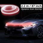 Red truck hood LED strip in 87-inch length for wide hood lines and aggressive night styling.