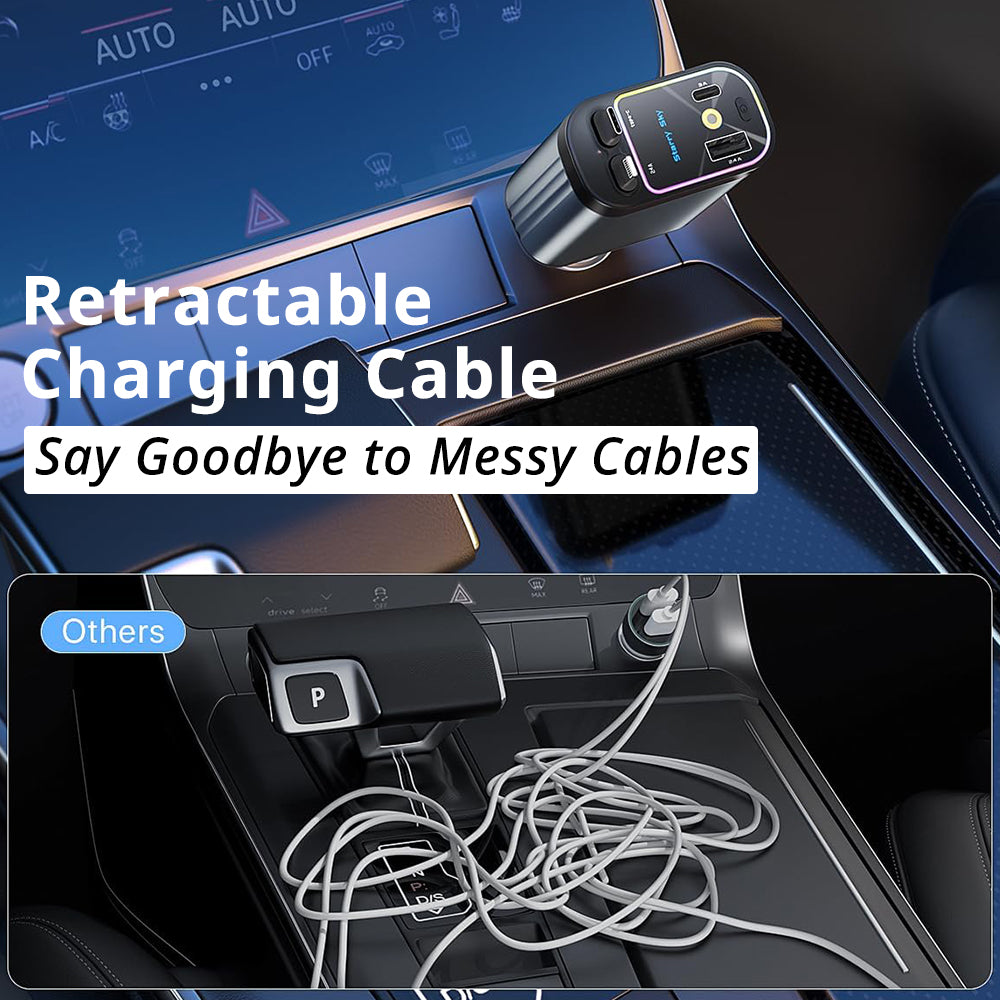 Retractable car charger keeps charging cables tucked away so your console stays cleaner while phones stay powered.