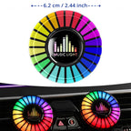 RGB car air freshener with 2.44-inch round face and vent-mounted design for dashboard cabin mood lighting.