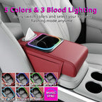 RGB car armrest organizer with five colors and three light modes for a softer console glow during night drives.