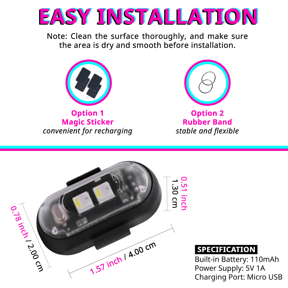 RGB Christmas ambient light with adhesive pad and rubber band mounting options for flexible holiday placement.