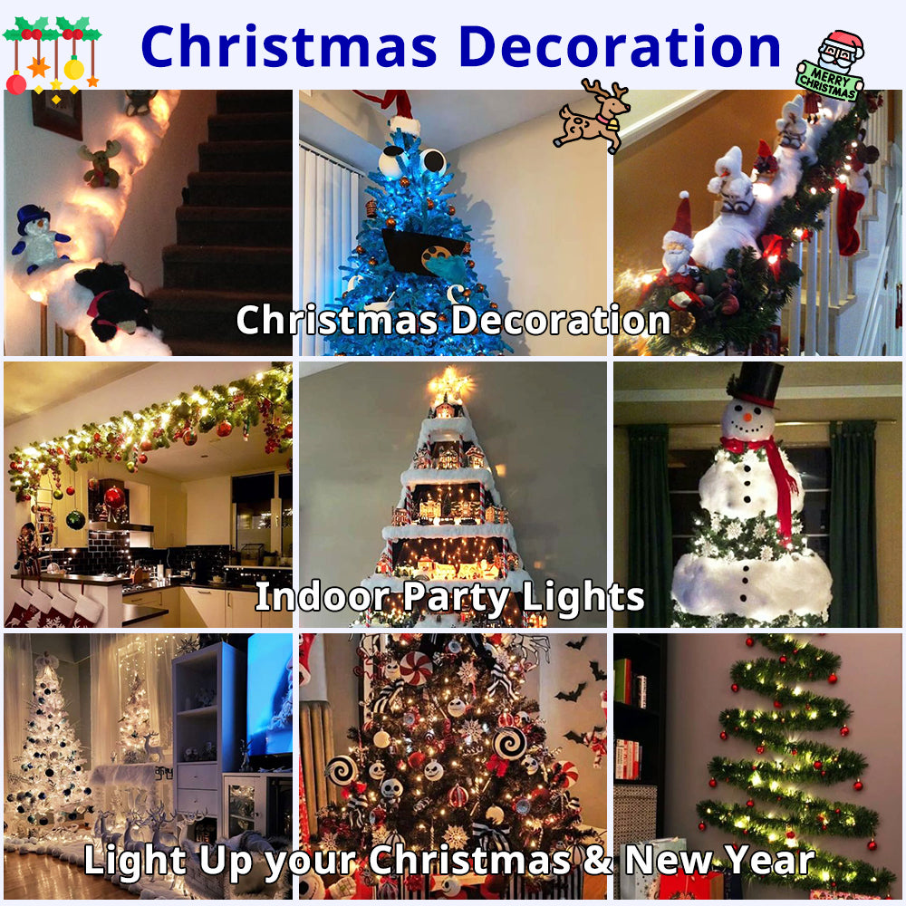 RGB Christmas lights add colorful accent glow for indoor holiday decor, party corners, and New Year setups.