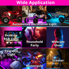 RGB motorcycle accent lights also work for bikes, scooters, car accents, room decor, and creative night setups.