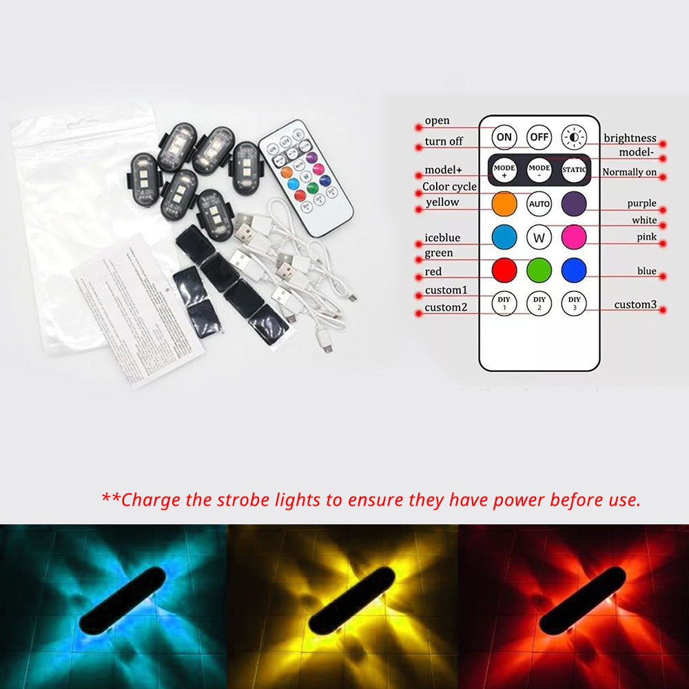 RGB skateboard underglow light kit includes rechargeable lights, remote control, and multiple color accent options.