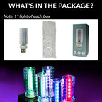 RGB USB mood light package includes one light, protective wrap, and retail box for a compact plug-in ambient light.