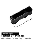 Right-side black car seat gap organizer with USB cable for extra storage beside the passenger or driver seat.