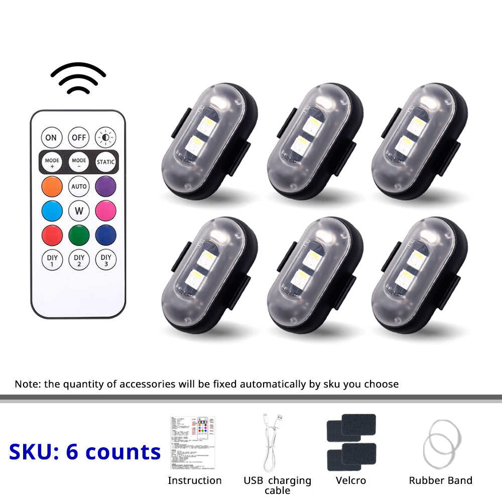 6-piece Halloween RGB light set with remote control for wider party, yard, costume, or room decoration layouts.