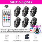 6-piece magnetic RGB light set with remote control for wider car, room, scooter, or party lighting layouts.