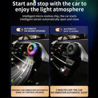 Smart car air freshener starts and stops with the vehicle for automatic cabin scent and RGB ambient light control.