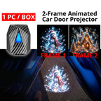 One Christmas car door projector with 2-frame snowman and gingerbread house artwork for a cheerful holiday welcome glow.
