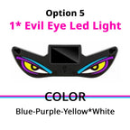 Solar Devil Eyes light option with blue, purple, yellow, and white accents for a colorful window display.