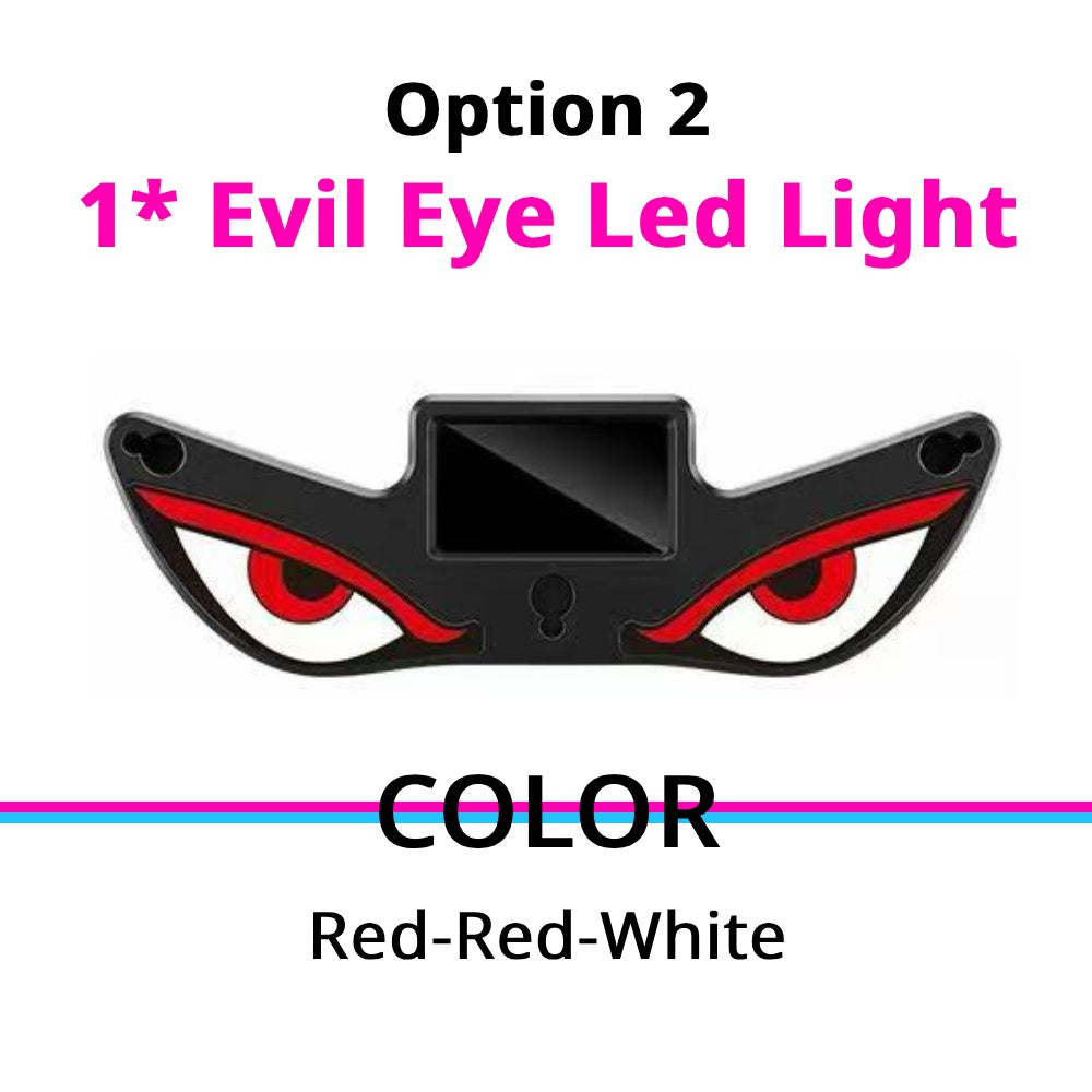 Solar Devil Eyes light option with red and white eye accents for a sharper rear window look.