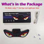 Solar Devil Eyes window light package includes one LED eye light, charging cable, suction cups, and retail box.