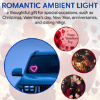 Solar heart LED decor light creates a romantic ambient glow for Christmas, Valentine, anniversaries, and date-night cars.