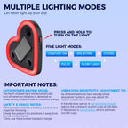Solar heart LED light supports multiple modes including steady glow, breathing, strobe, flash, and slow flash effects.