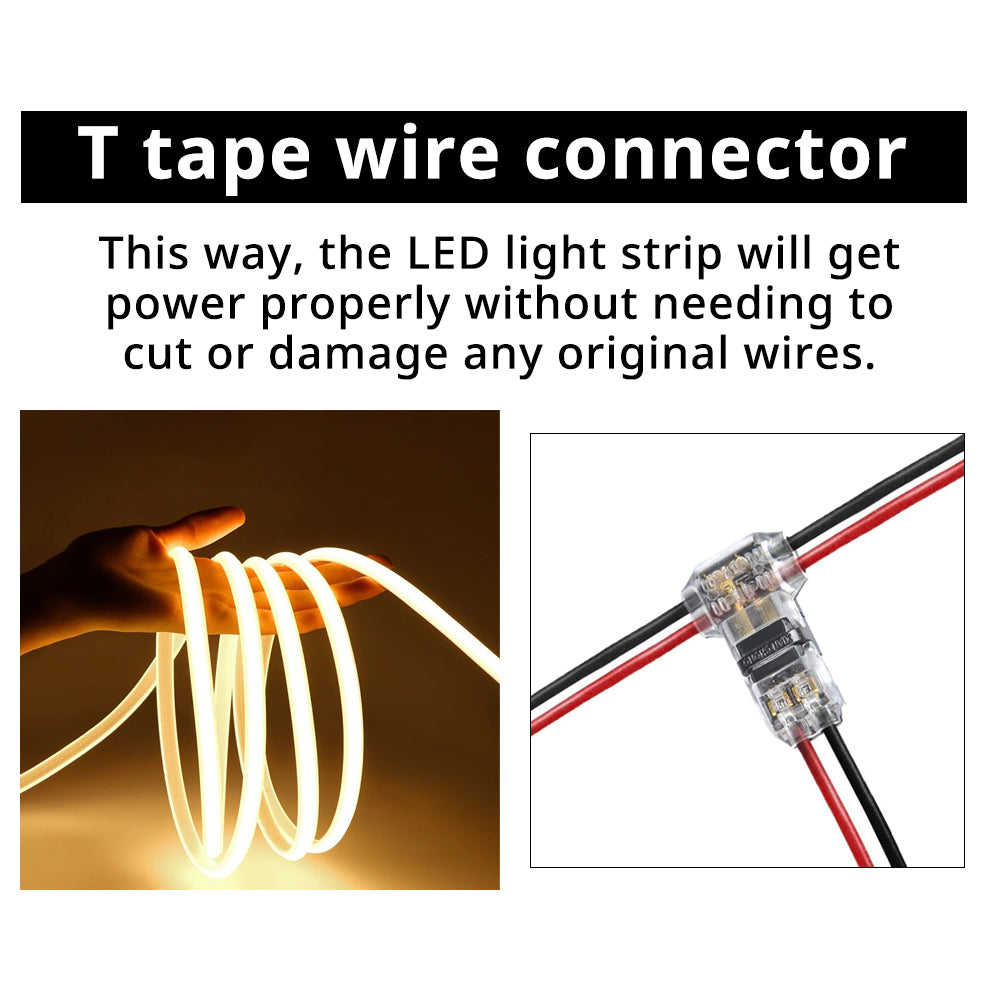 T-tape wire connector version powers the rear trunk LED strip without cutting or damaging original wires.