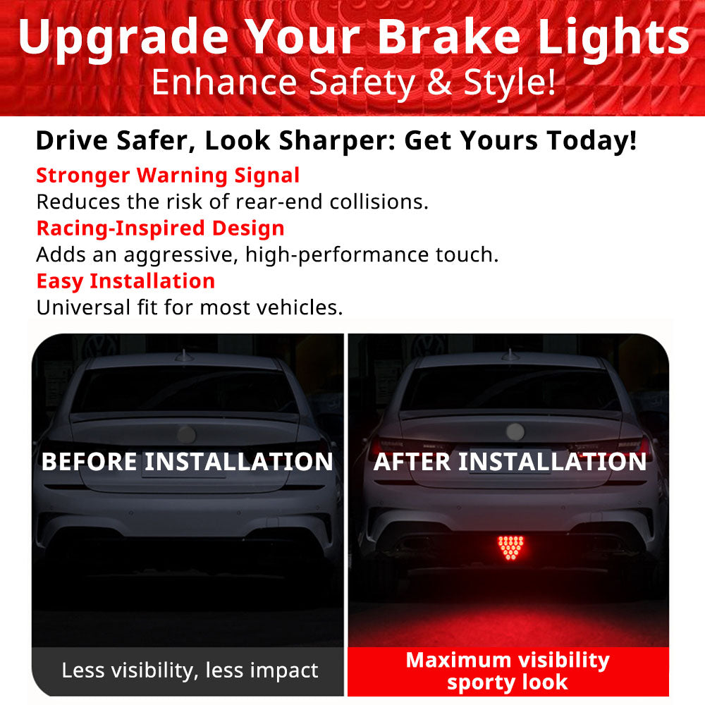 Triangle brake signal light adds a stronger rear warning glow compared with a darker stock rear setup.