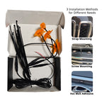 Amber grille light kit with strap, screw, and adhesive mounting options for different truck and SUV grille designs.