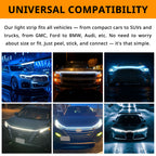 Truck hood LED strip shown on different front-end layouts for universal styling across many vehicle types.