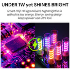 Under 1W USB LED ambient lamp gives a bright accent glow while keeping power use low for everyday mood lighting.