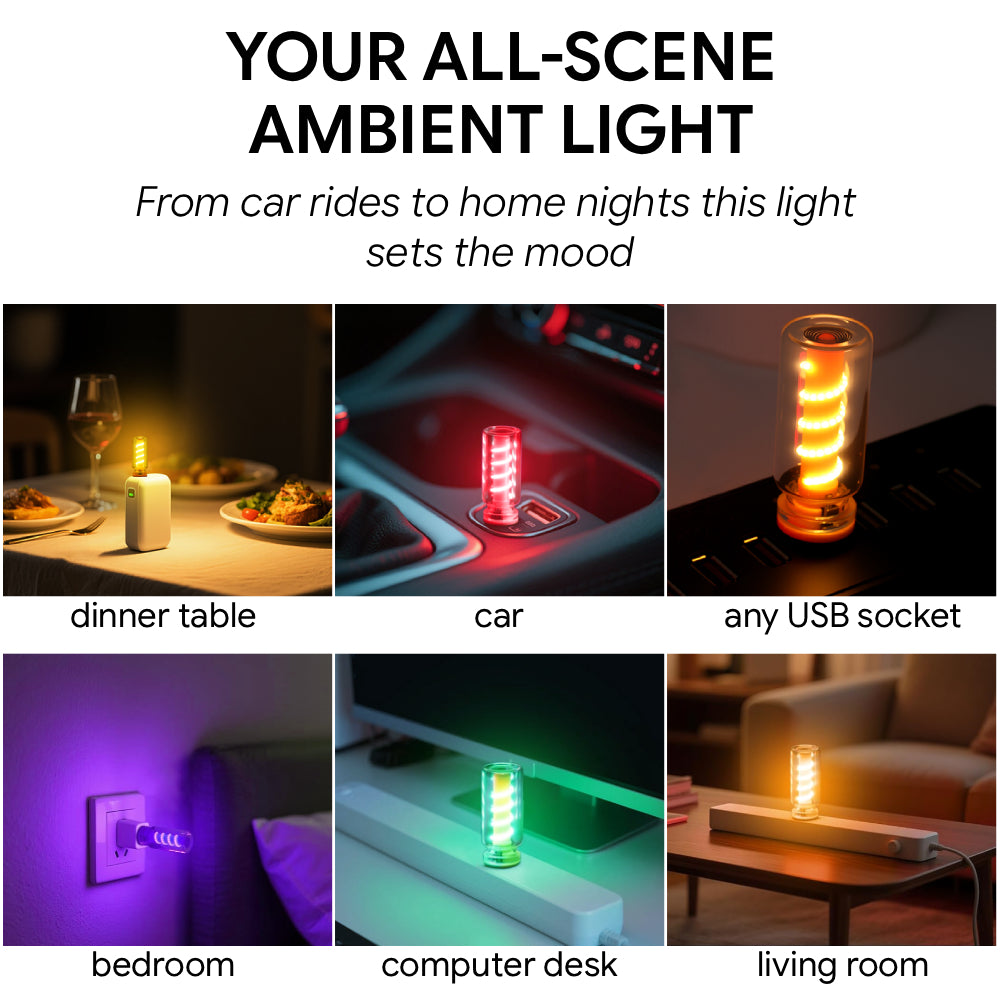 USB ambient light adds a soft glow to car interiors, dinner tables, bedrooms, computer desks, and living rooms.
