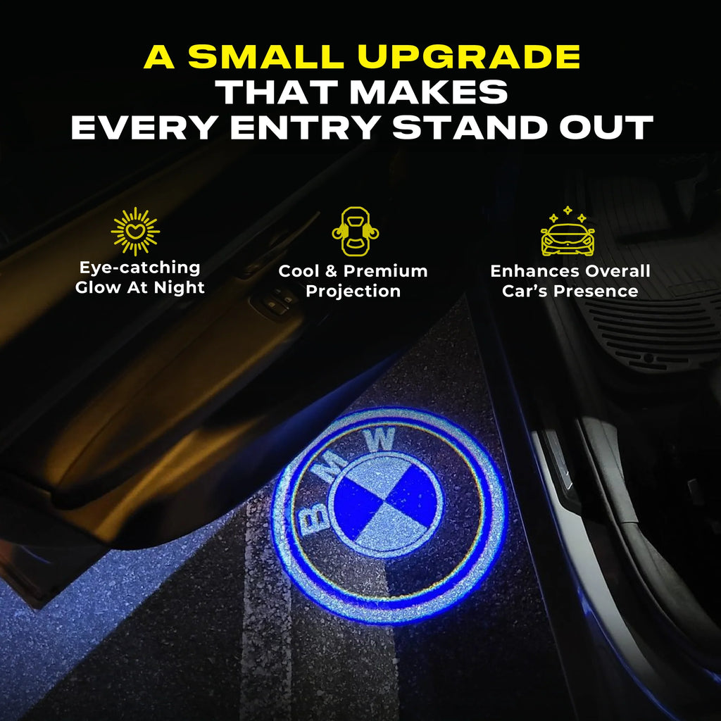 Vehicle-specific puddle logo light creates a bright ground projection for a more distinctive door opening moment.