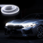 White dynamic scan hood light strip variant with clean front-end glow for car hood accent lighting.