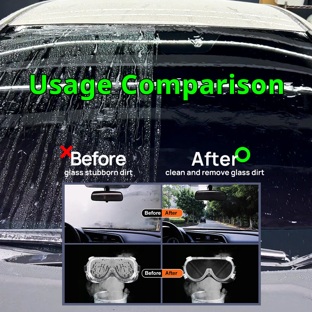 Windshield water repellent improves rain beading after application for a clearer view through wet exterior glass.