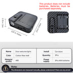 Wireless angel wing puddle light size and fitment detail for checking car door panel space before installation.