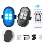 Wireless RGB strobe lights with remote control for flexible car, bike, scooter, and small accent lighting setups.
