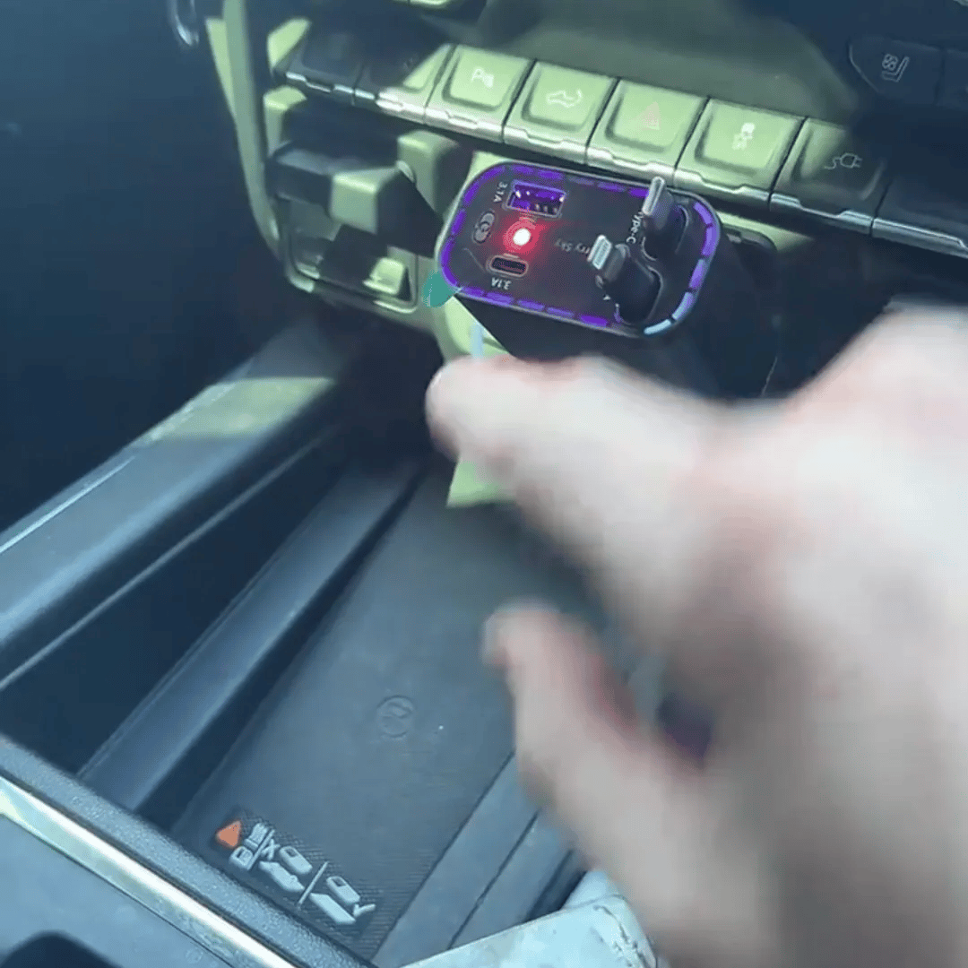 Retractable 66W car charger adding a starry light effect around the center console